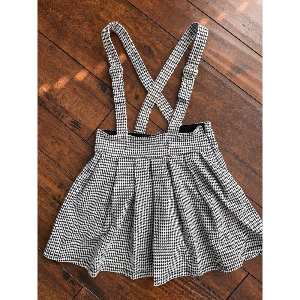 Forever 21 Kids Girls Houndstooth Suspender Mini Skirt Size 7/8